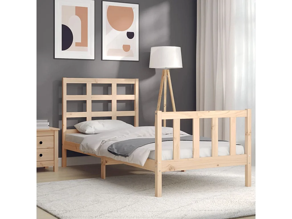 Cadre de lit sans matelas 90x190 cm bois de pin massif