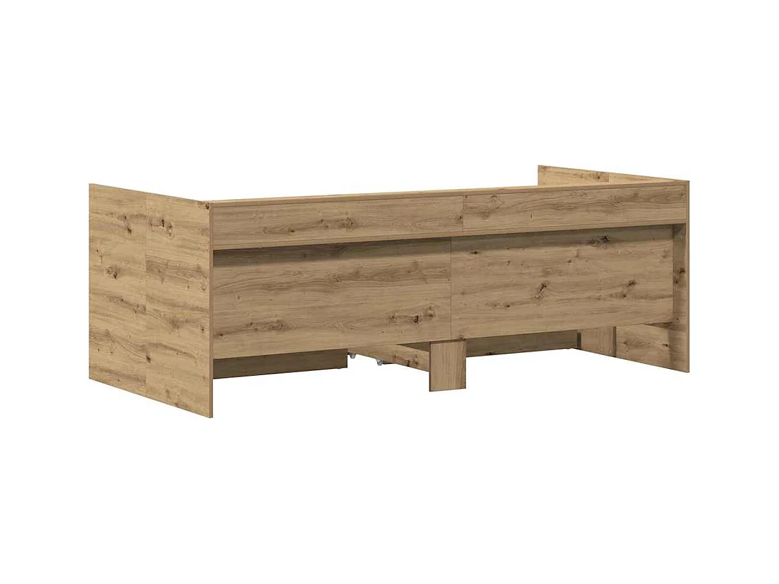 Struttura di daybed con cassetti rovere artigianale 90 x 200 cm