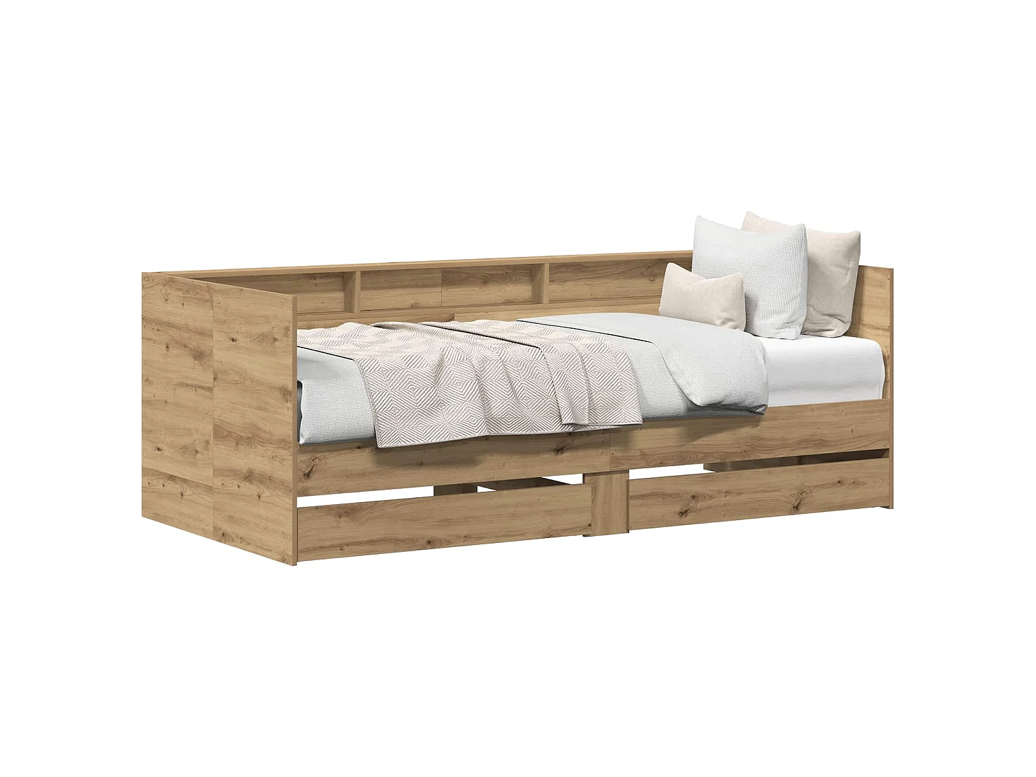Lit d'appoint Chêne artisanal 90 x 200 cm Bois d'ingénierie