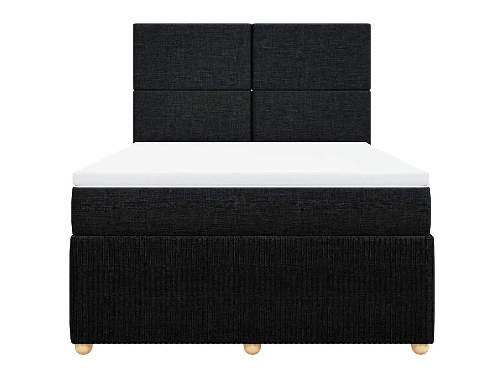 Giroletto a Molle con Materasso Nero 160x200 cm in Tessuto
