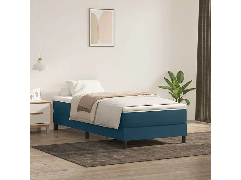 Boxspringbett mit Matratze Dunkelblau 90x210 cm Samt