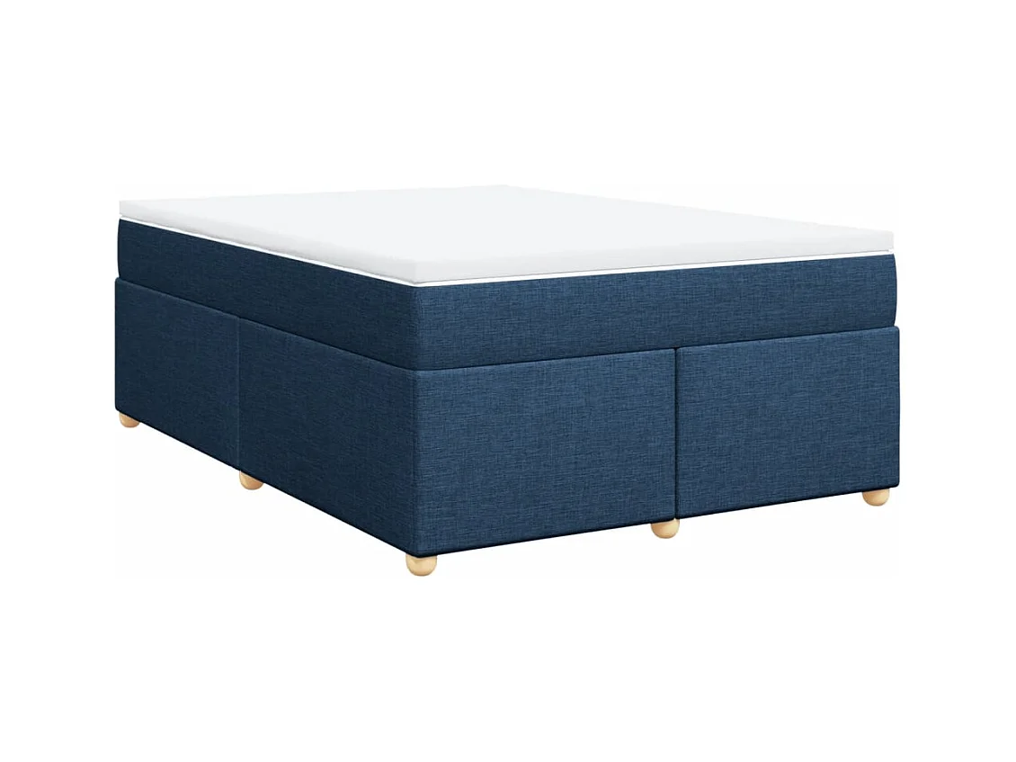 Boxspringbett mit Matratze Blau 160x200 cm Stoff