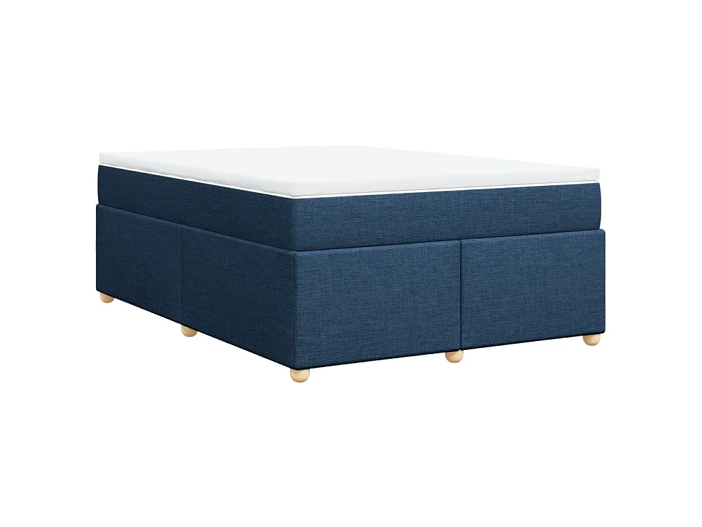 Sommier à lattes de lit avec matelas Bleu 160x200 cm Tissu