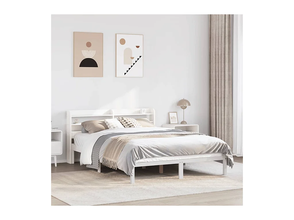 Cadre de lit sans matelas blanc 140x190 cm bois de pin massif
