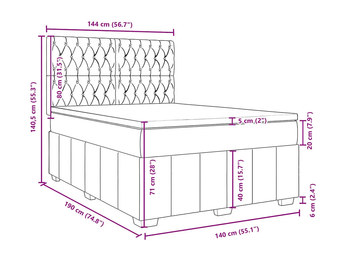 Cama com molas/colchão 140x190 cm tecido castanho-escuro