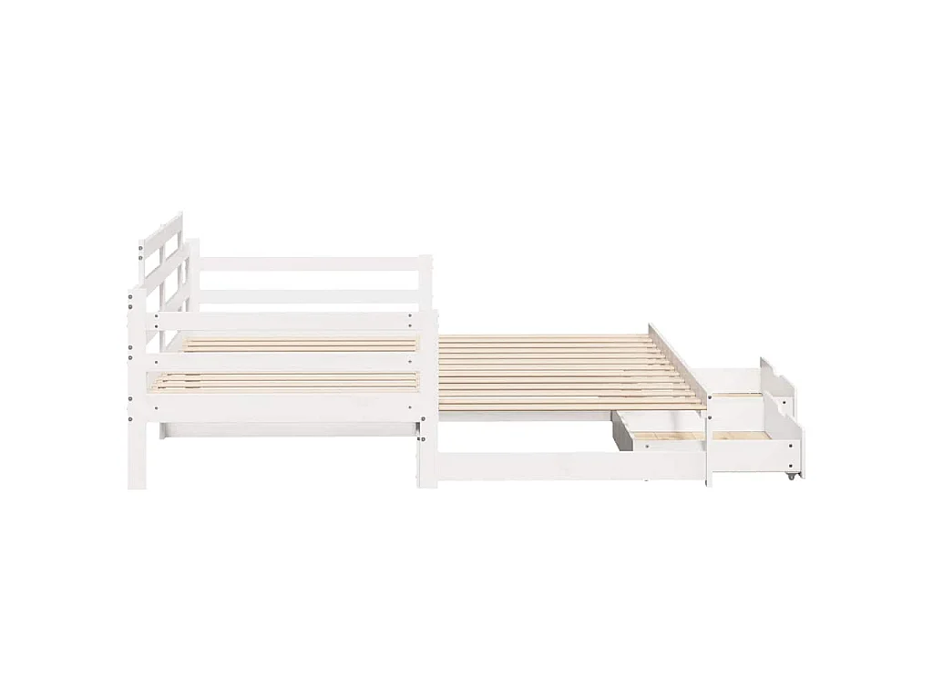 Letto Estraibile con Cassetti senza Materasso Bianco 90x200 cm