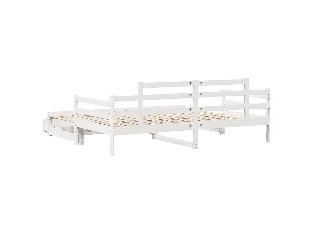 Letto Estraibile con Cassetti senza Materasso Bianco 90x200 cm