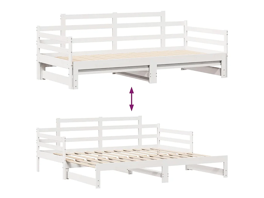 Letto Estraibile con Cassetti senza Materasso Bianco 90x200 cm