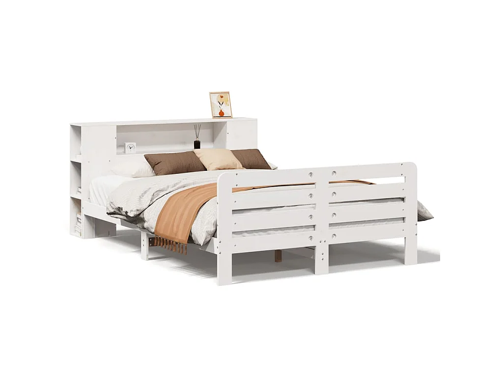 Estructura de cama sin colchón madera de pino blanca 140x200 cm