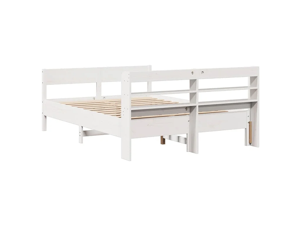 Cadre de lit sans matelas blanc 140x190 cm bois de pin massif