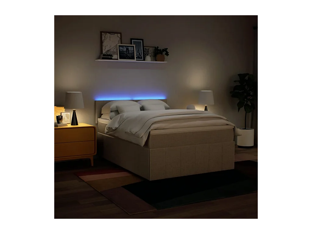 Boxspringbett mit Matratze Creme 140x200 cm Stoff