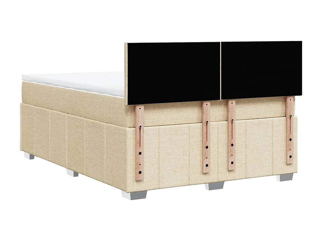 Cama box spring con colchón tela color crema 140x200 cm
