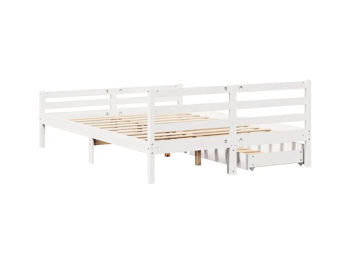 Cadre de lit sans matelas blanc 140x200 cm bois de pin massif