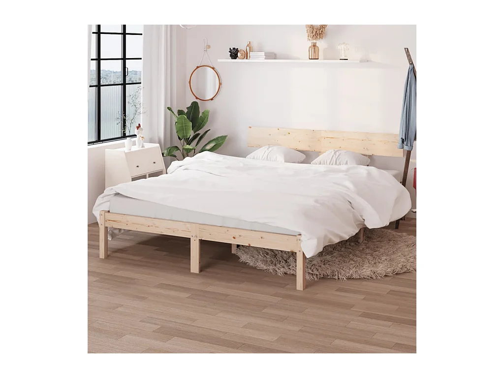 Cadre de lit sans matelas bois massif 160x200 cm