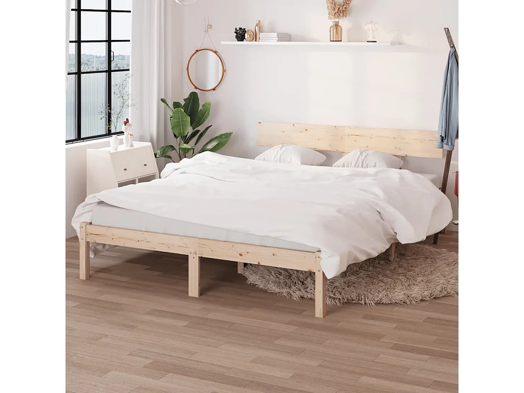 Cadre de lit sans matelas bois massif 160x200 cm