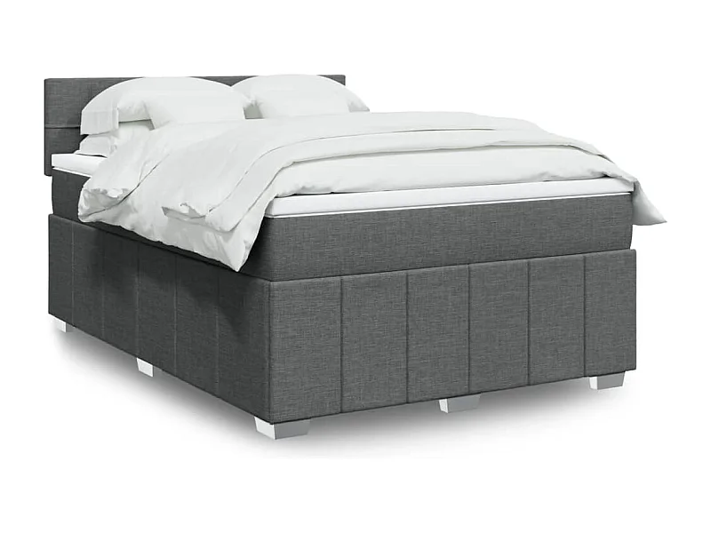 Boxspring met matras stof donkergrijs 140x200 cm