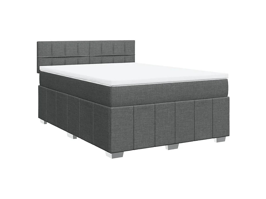 Boxspring met matras stof donkergrijs 140x200 cm