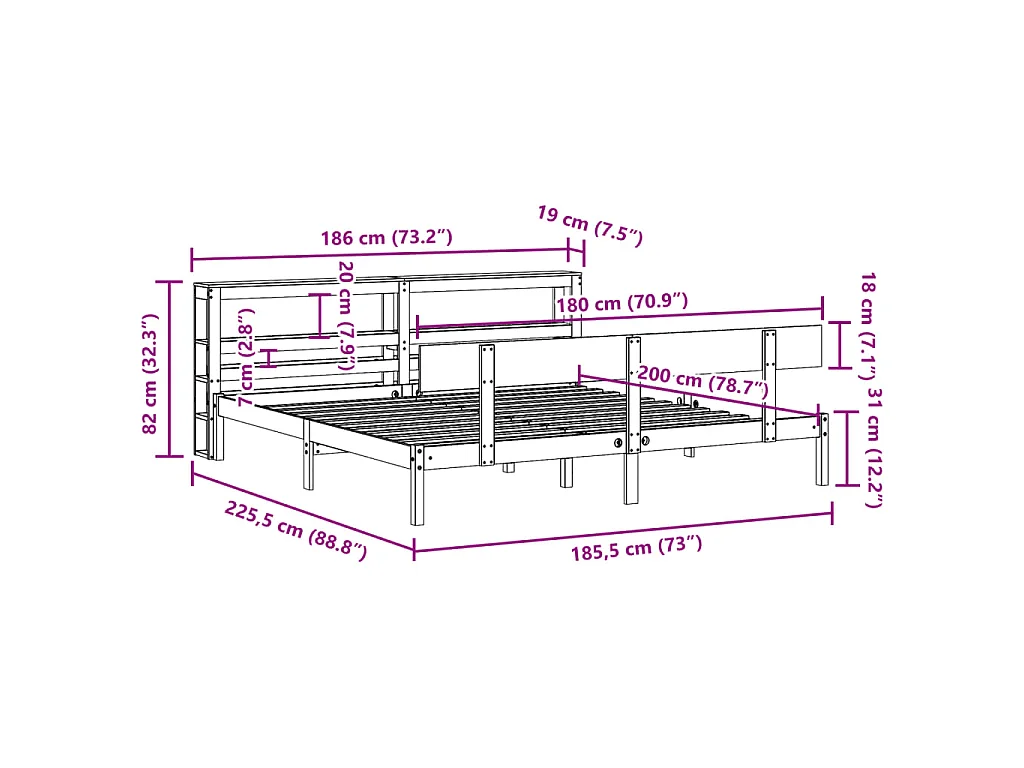 Bedframe zonder matras massief grenenhout 180x200 cm