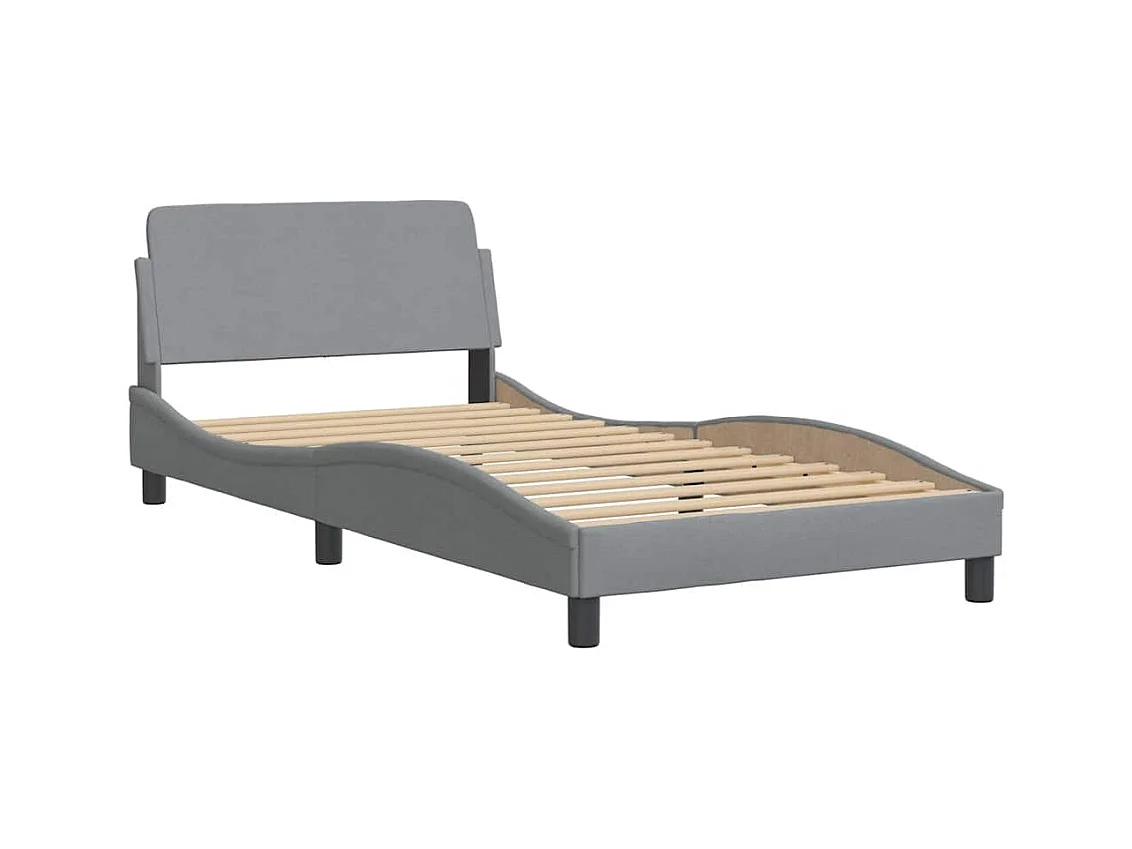 Bettgestell ohne Matratze "Hanko" Hellgrau 100x200 cm Stoff