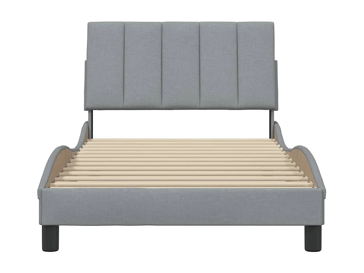 Cadre de lit sans matelas Hanko gris clair 100x200 cm tissu