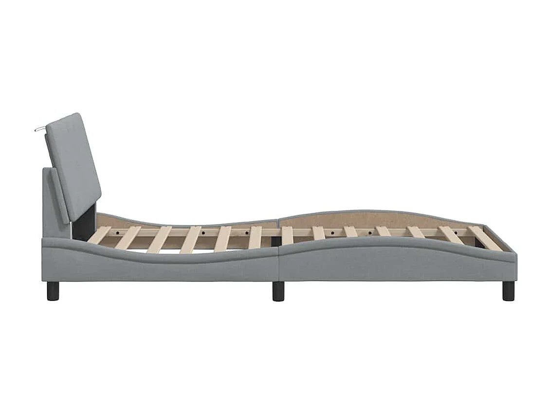Cadre de lit sans matelas Hanko gris clair 100x200 cm tissu