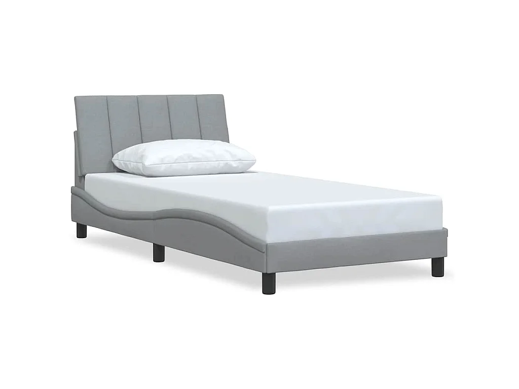 Bettgestell ohne Matratze "Hanko" Hellgrau 100x200 cm Stoff