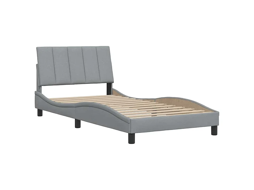 Bettgestell ohne Matratze "Hanko" Hellgrau 100x200 cm Stoff