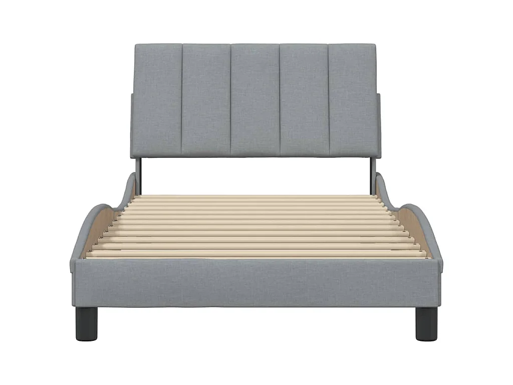 Bettgestell ohne Matratze "Hanko" Hellgrau 100x200 cm Stoff