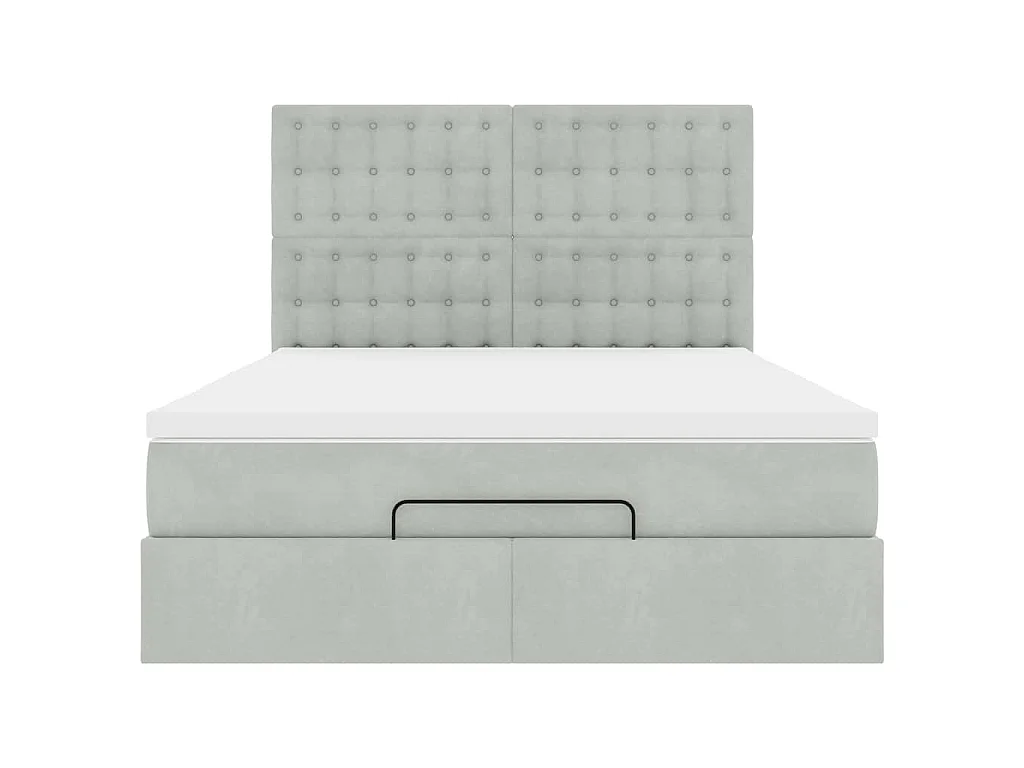 Estrutura de cama otomana com colchões 140x190cm cinzento claro