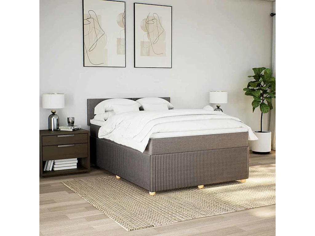 Boxspring met matras stof taupe 160x200 cm