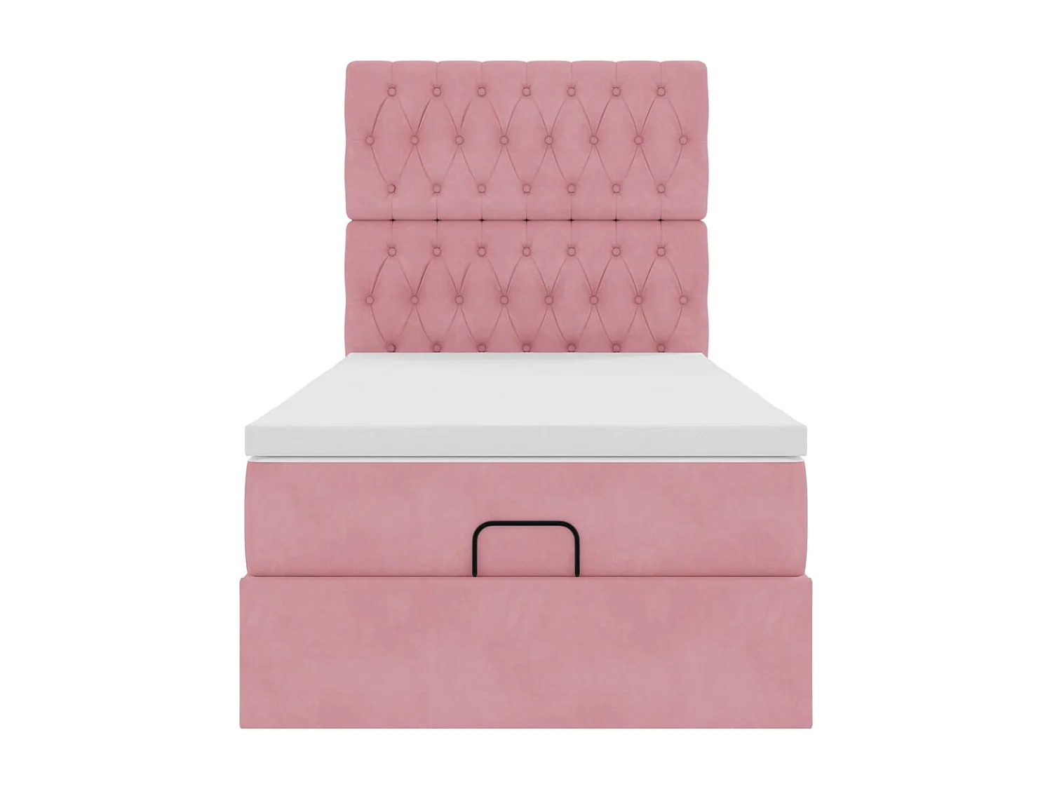 Struttura Letto Pouf con Materassi Rosa 90x190 cm in Velluto