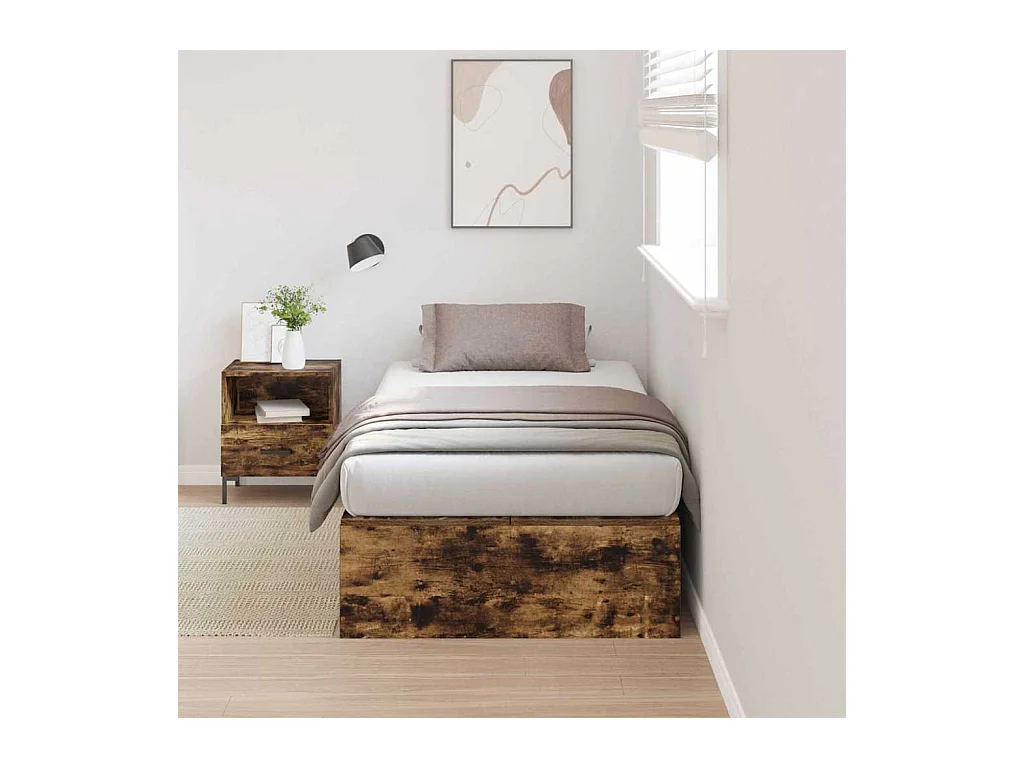 Cadre de lit Chêne fumé 90 x 200 cm Bois d'ingénierie