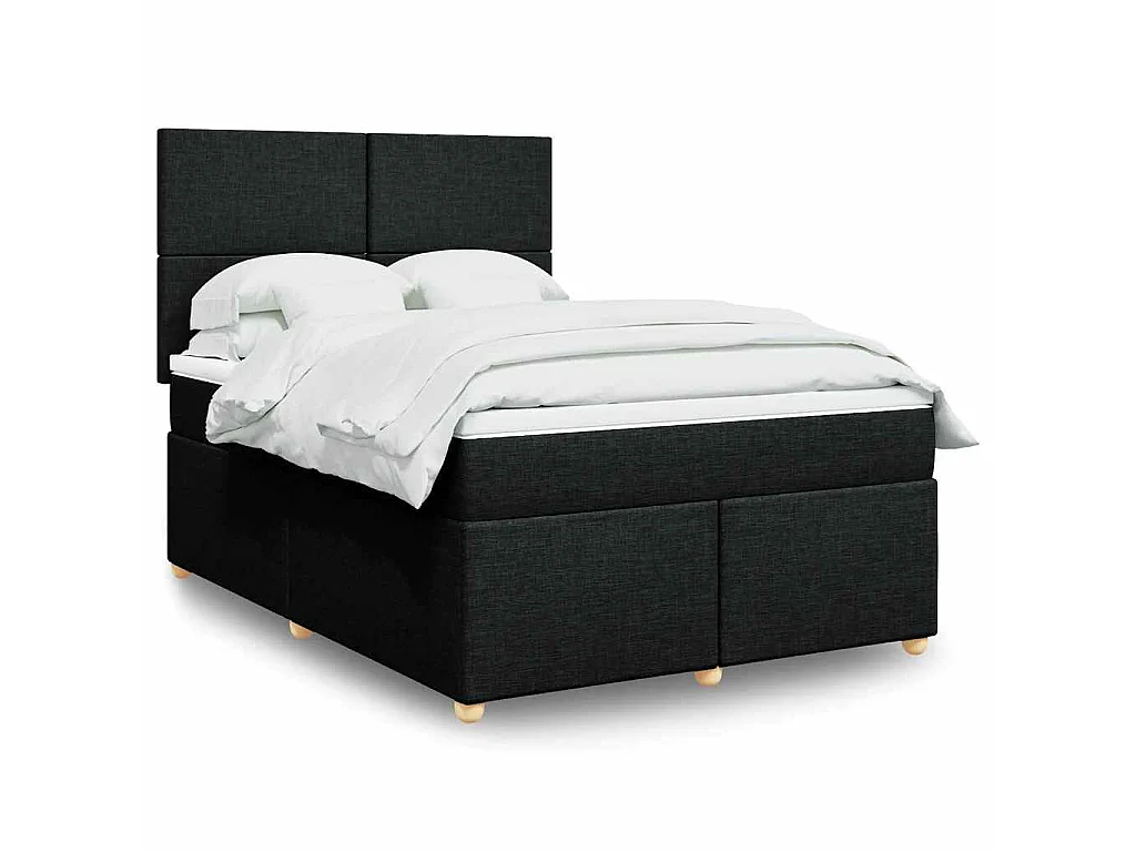 Giroletto a Molle con Materasso Nero 160x200 cm in Tessuto