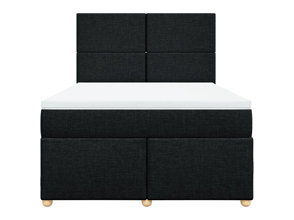 Giroletto a Molle con Materasso Nero 160x200 cm in Tessuto