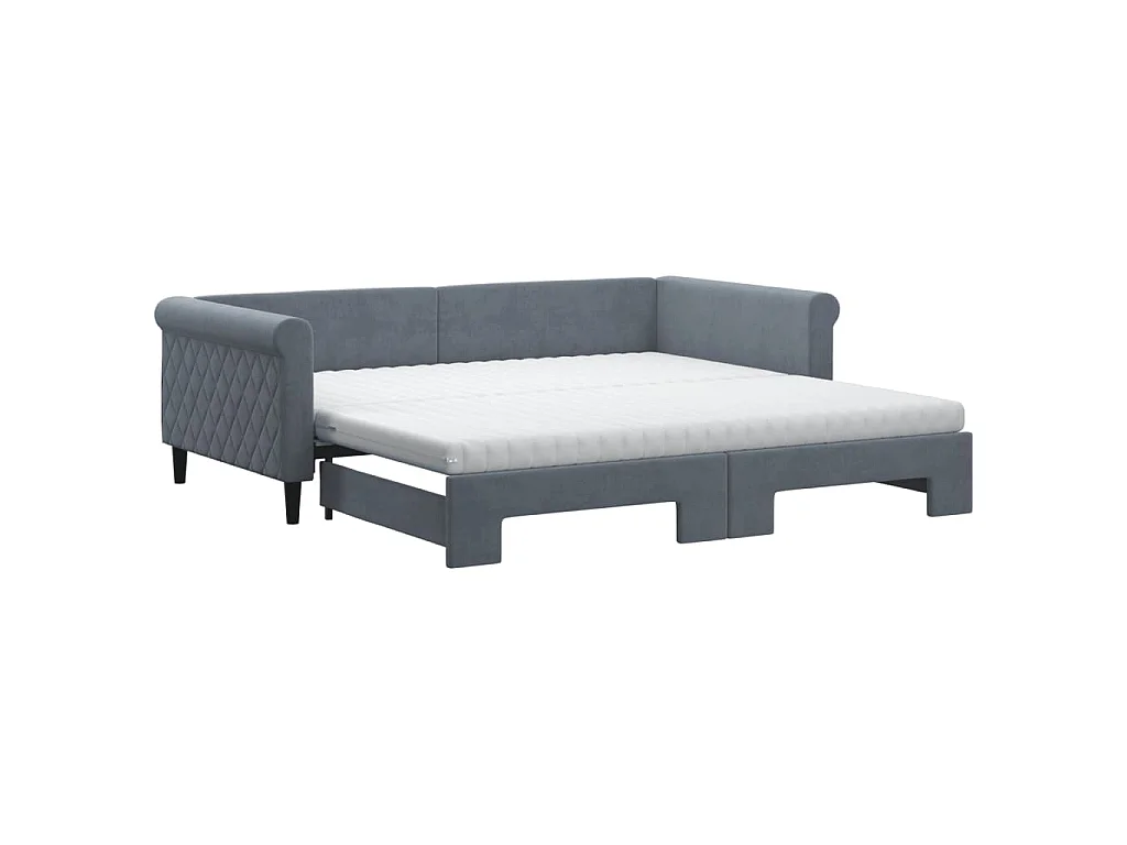 Tagesbett Ausziehbar mit Matratzen Dunkelgrau 100x200 cm Samt