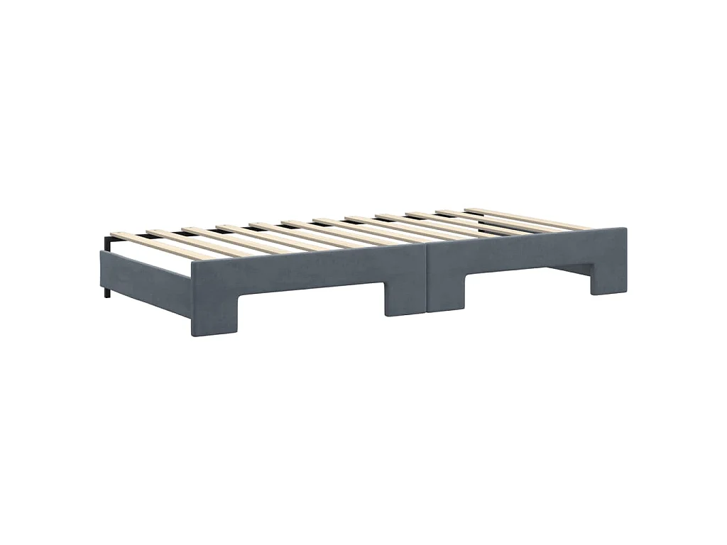 Tagesbett Ausziehbar mit Matratzen Dunkelgrau 100x200 cm Samt