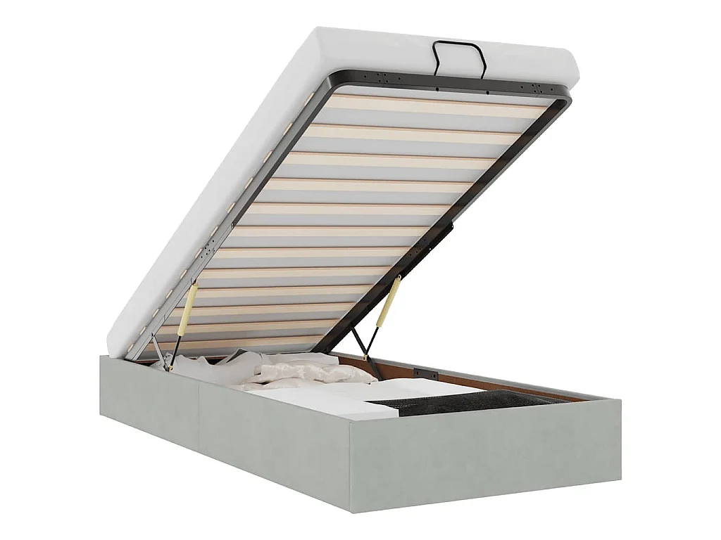 Ottoman Bed Frame No Colchão Cinzento Claro 100x200 cm Veludo
