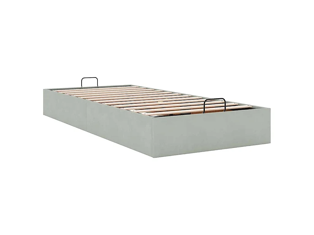 Ottoman Bed Frame No Colchão Cinzento Claro 100x200 cm Veludo