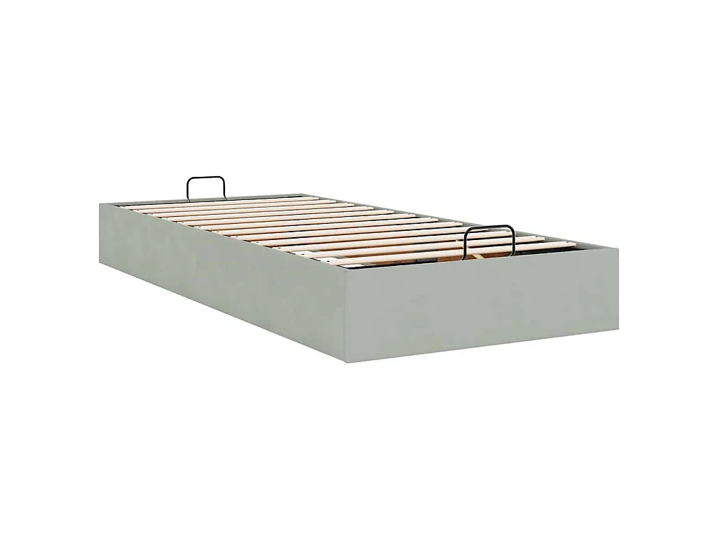 Ottoman Bed Frame No Colchão Cinzento Claro 100x200 cm Veludo