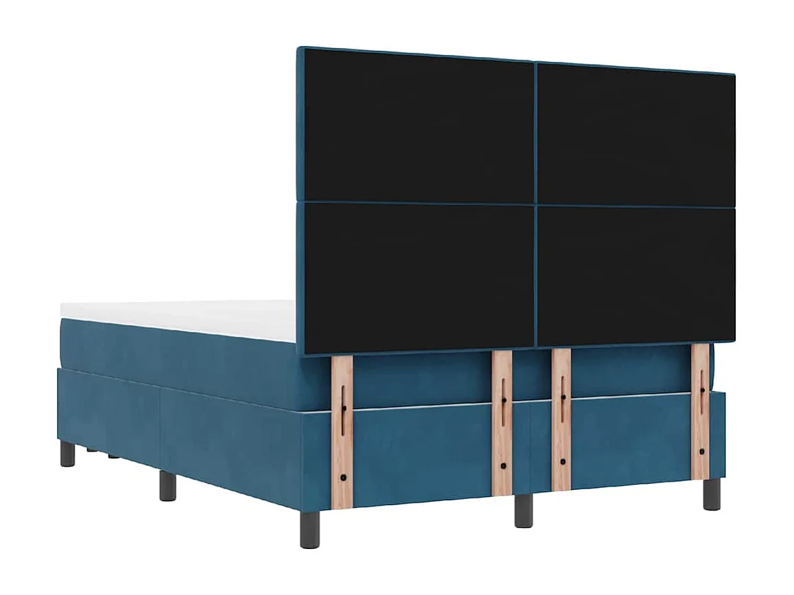 Lit à ressorts avec matelas Bleu foncé 140 x 200 cm Velours