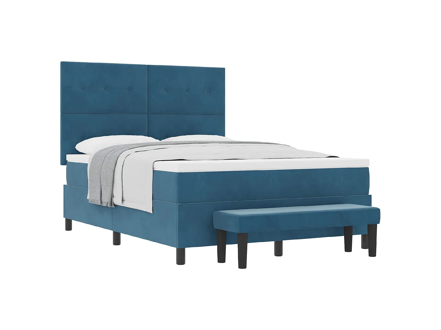 Cama Box com cabeceira Azul escuro 200 x 140 cm Veludo