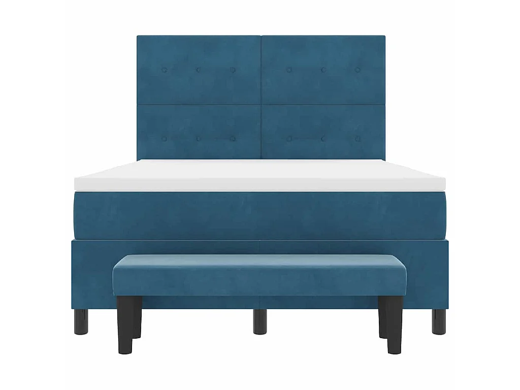 Cama Box com cabeceira Azul escuro 200 x 140 cm Veludo