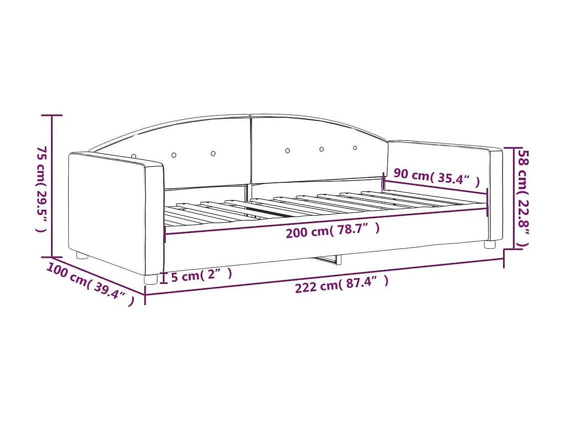 Tagesbett Dunkelgrau 90x200 cm Samt
