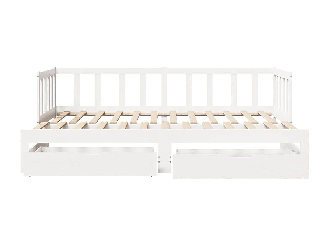 Slaapbank met onderschuifbed/lades zonder matras 90x200 cm wit
