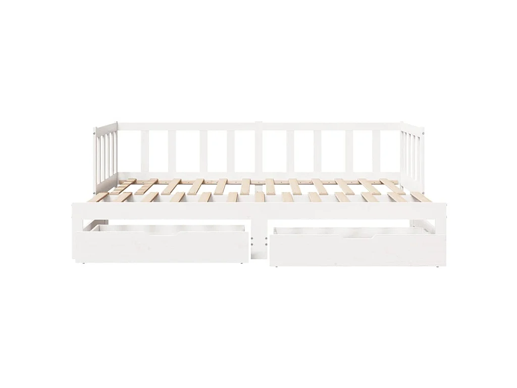 Letto Estraibile con Cassetti senza Materasso Bianco 90x200 cm