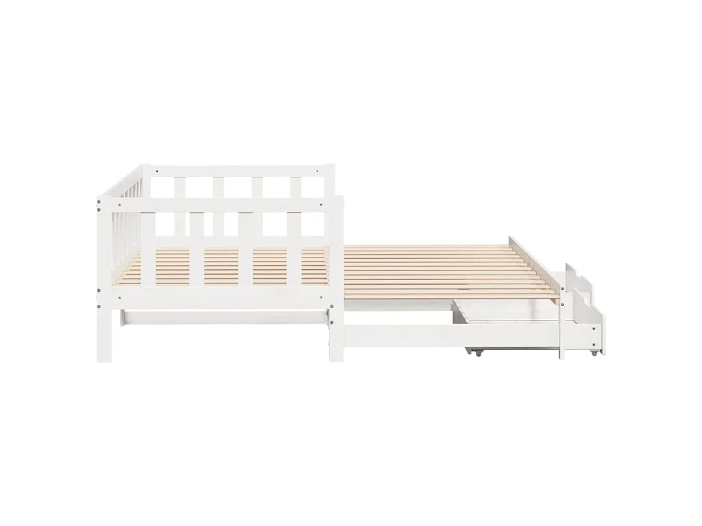 Letto Estraibile con Cassetti senza Materasso Bianco 90x200 cm
