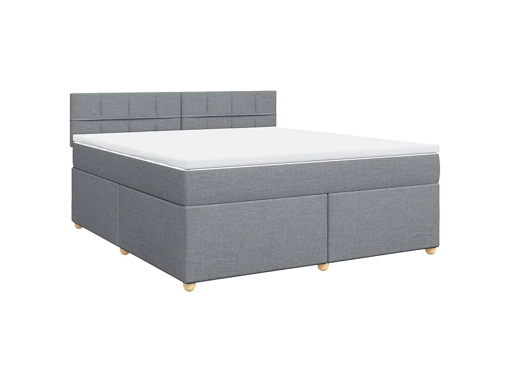 Cama box spring con colchón tela gris claro 180x200 cm