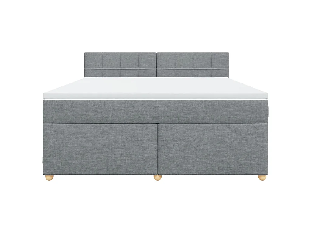 Cama box spring con colchón tela gris claro 180x200 cm
