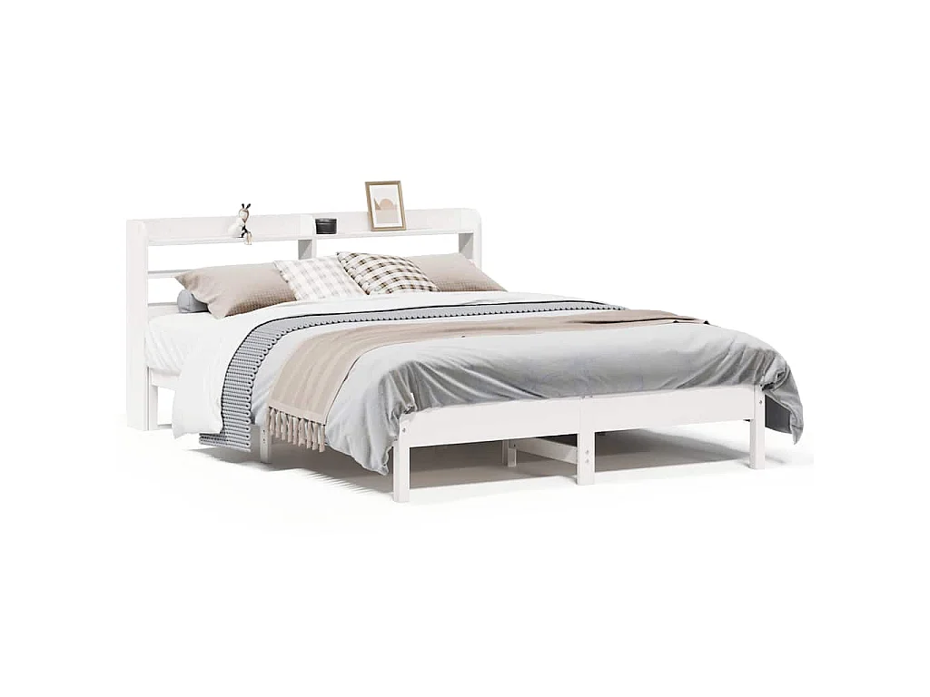 Bedframe zonder matras massief grenenhout wit 140x200 cm