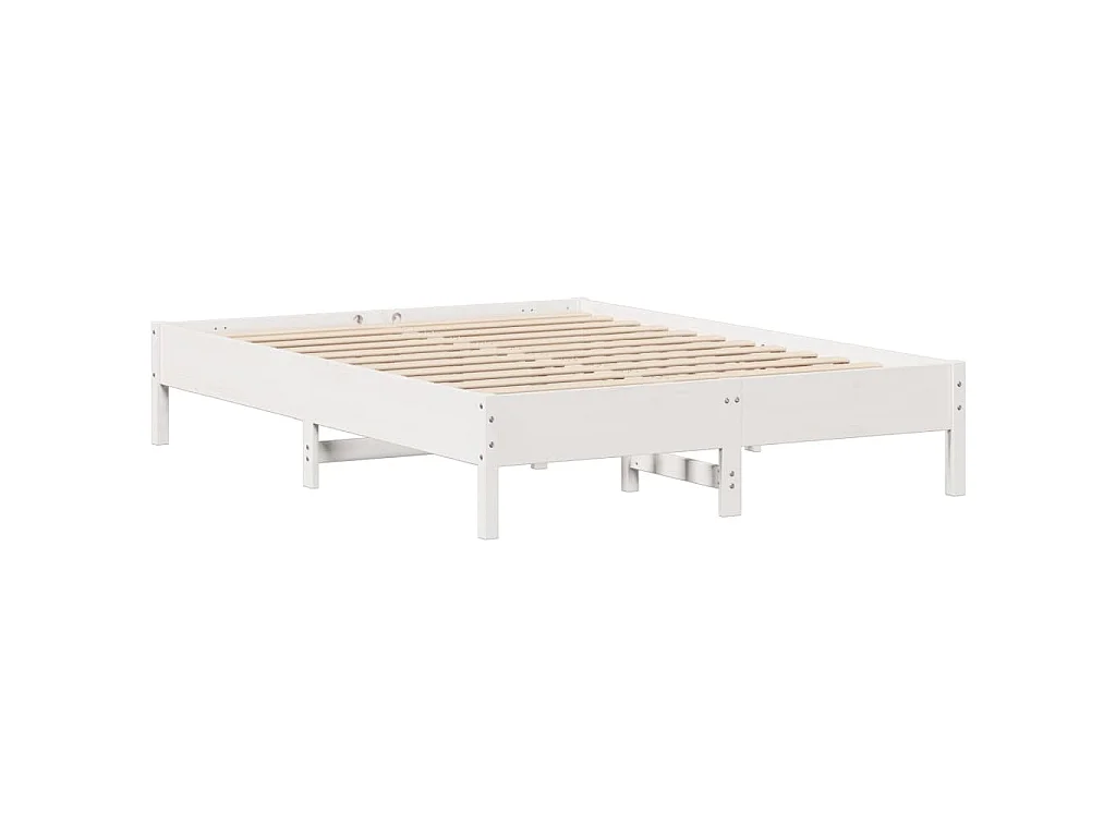 Bedframe zonder matras massief grenenhout wit 140x200 cm